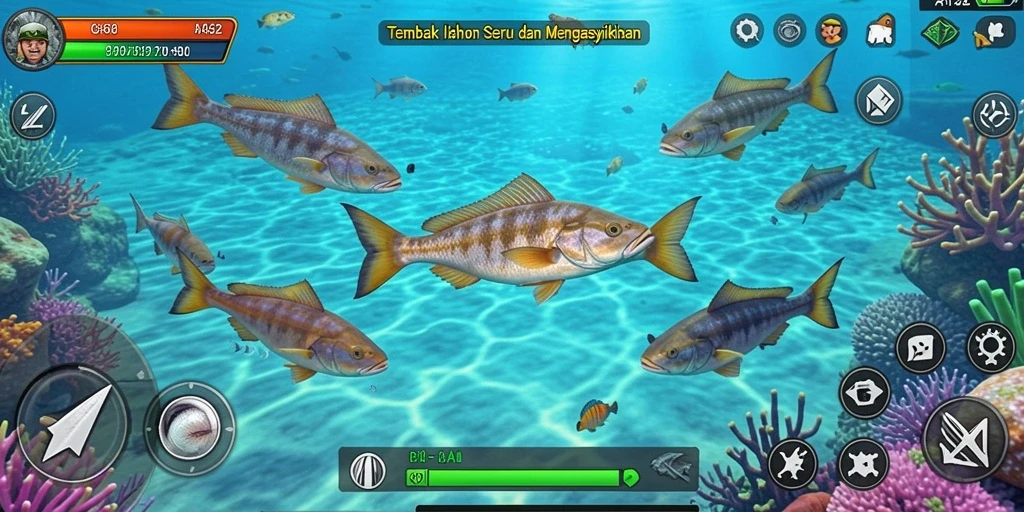 Screenshot gameplay AA62 yang menunjukkan aksi Tembak Ikan yang seru.