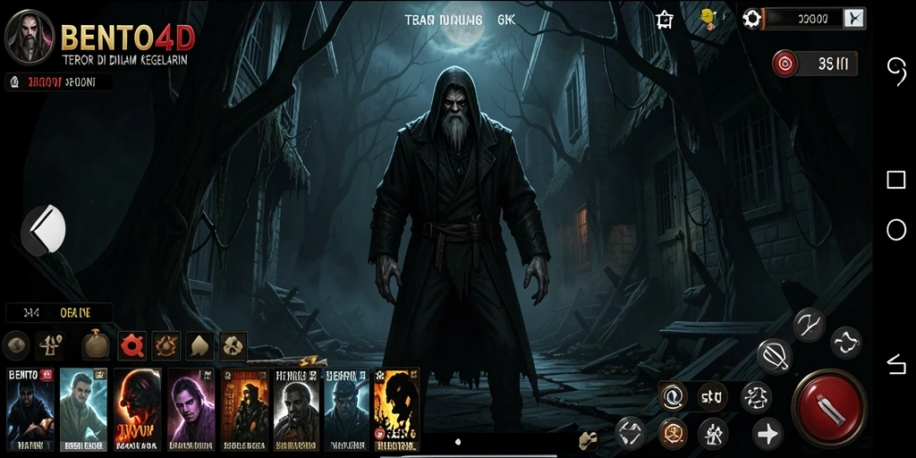 Screenshot menampilkan suasana gelap dan mencekam dalam BENTO4D.