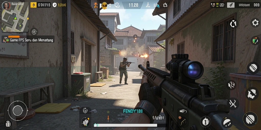 Tampilan gameplay seru dari FENDY188 dengan aksi tembak-tembakan intens.