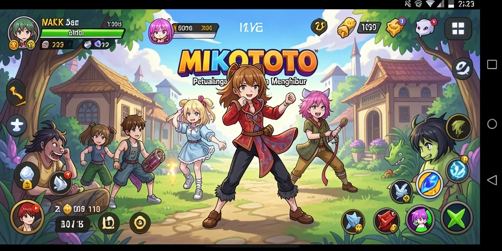 Tampilan gameplay MIKOTOTO yang penuh aksi dan warna.