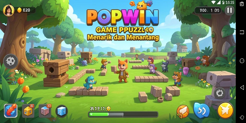Tampilan gameplay seru dari game Puzzle POPWIN.