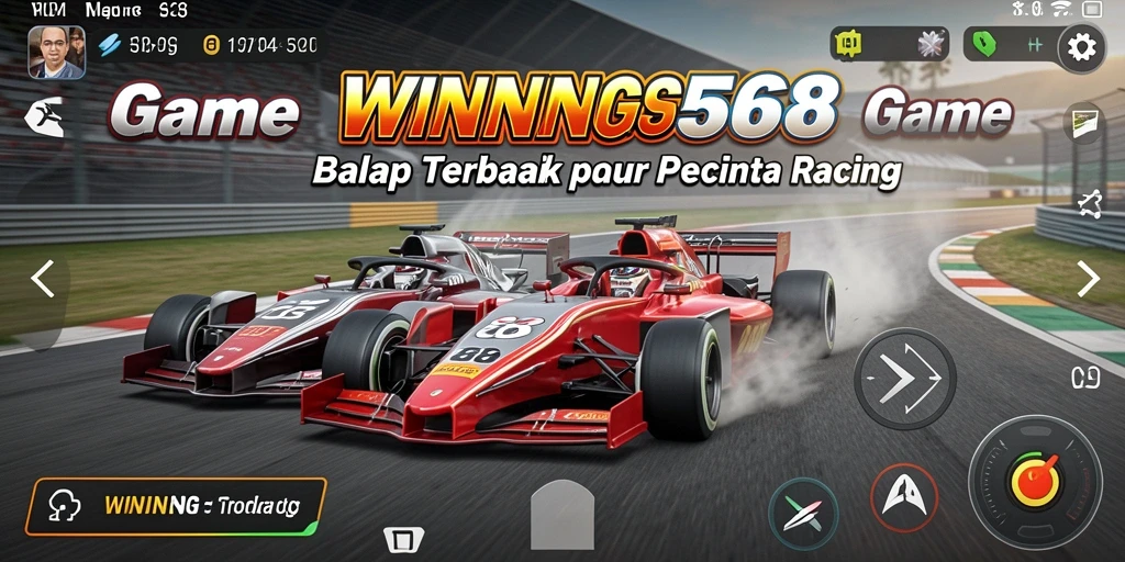 Tampilan gameplay mendebarkan dalam WINNING568 dengan balapan seru.