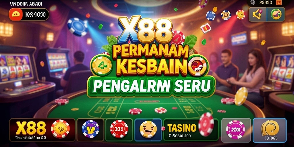 Screenshot utama X88 menampilkan aksi seru permainan Kasino.