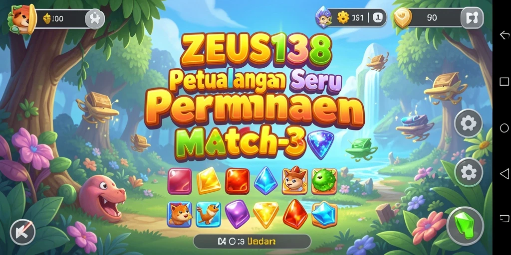 Tampilan permainan Match-3 yang penuh warna dan menantang.